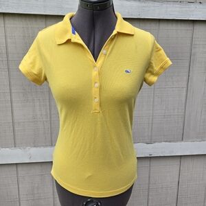 Vineyard Vines Yellow Preppy Short Sleeve Stretch Business Casual Polo Shirt XXS